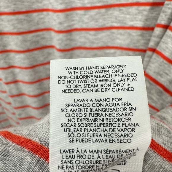 Cabi Grey Coral Striped Ruffle Hem Sleeveless Top Crewneck Longline Size Large - Picture 6 of 7